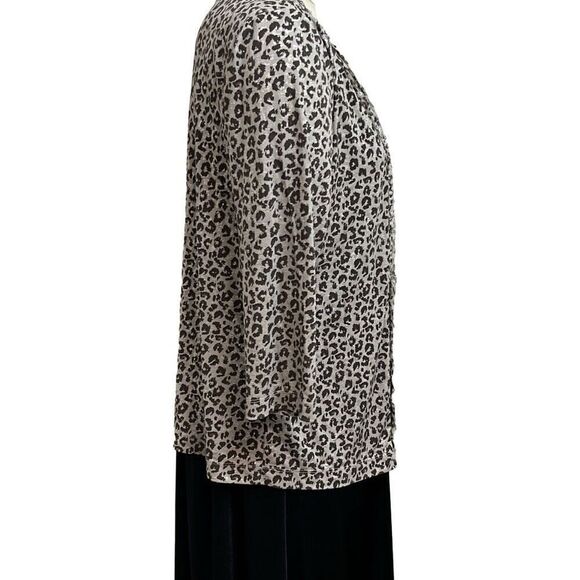 Chicos Travelers Animal Print Open Front Cardigan Lightweight Size 1 Medium - Picture 6 of 8